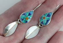 Load image into Gallery viewer, Aqua Floral Earrings
